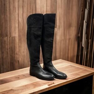 TORY Burch Black Simone Tall Over The Knee Riding Boot Leather EUC Sz 6